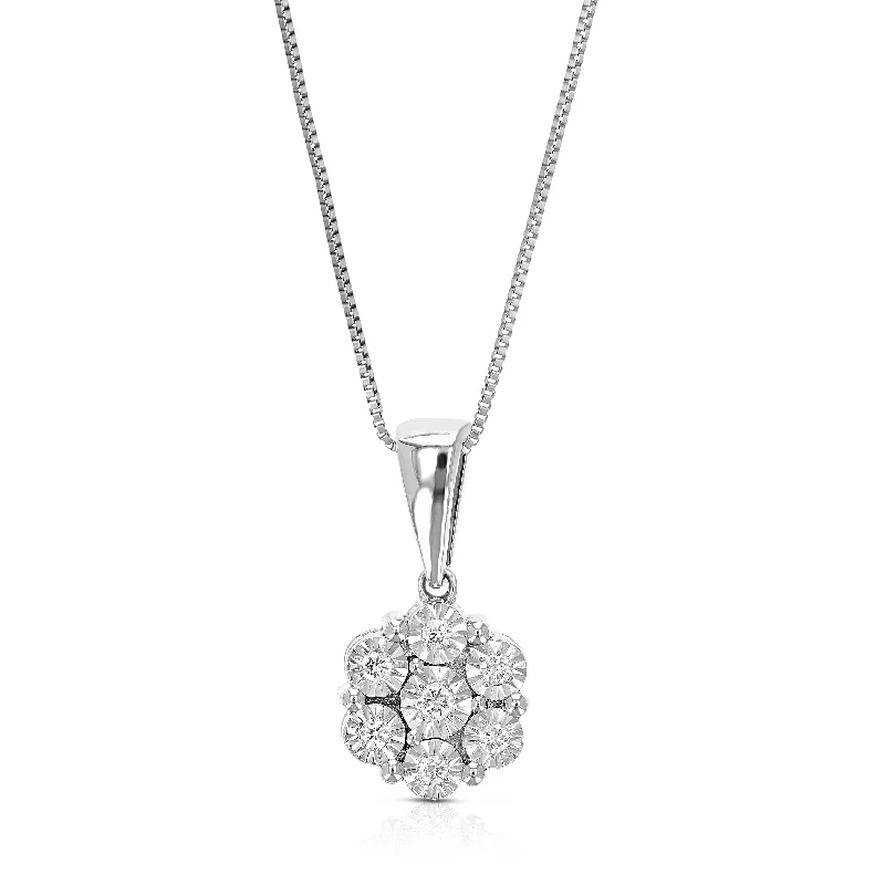 1/8 cttw Lab Grown Diamond Pendant Necklace .925 Sterling Silver 1/3 Inch With 18 Inch Chain