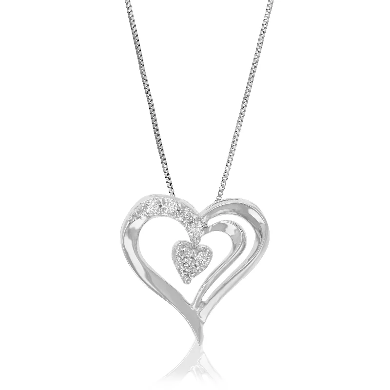 1/8 cttw Lab Grown Diamond Pendant Necklace .925 Sterling Silver 2/3 Inch With 18 Inch Chain