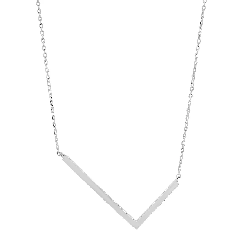 10k Solid White Gold Large Sideways Block Letter Initial with Extendable Cable Chain, 16 to 18 inches