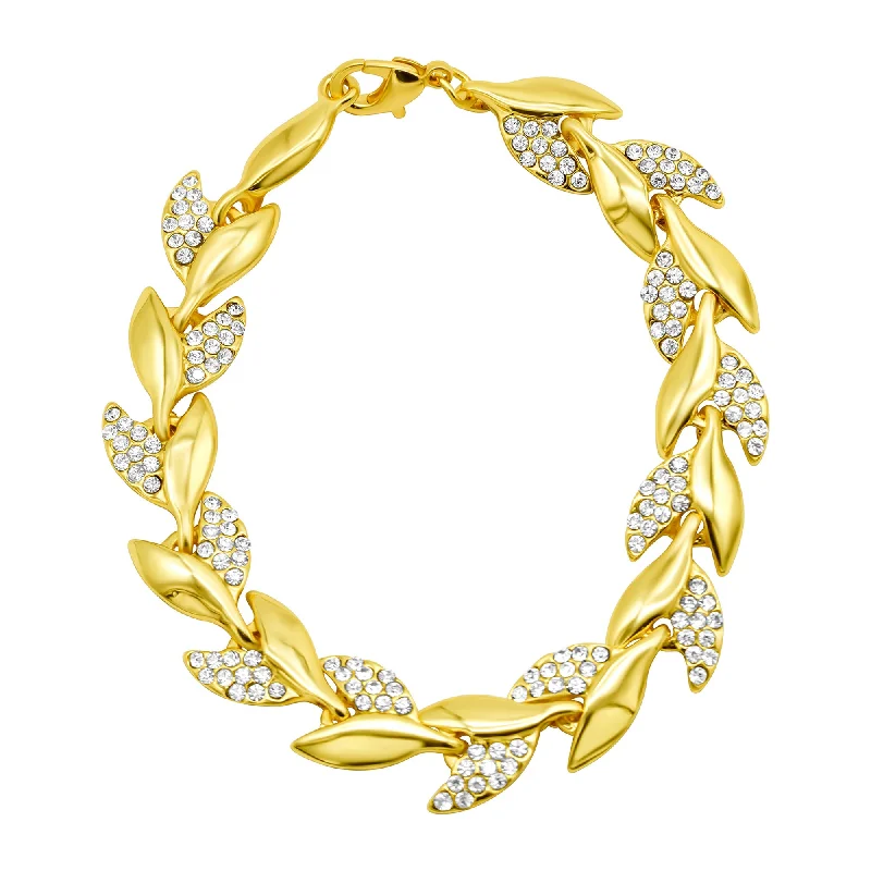 Final Call For Exquisite Jewelry At Reduced Rates 14K Gold Plated Crystal Leaf Bracelet Final Call For Exquisite Jewelry At Reduced Rates 14K Gold Plated Crystal Leaf Bracelet