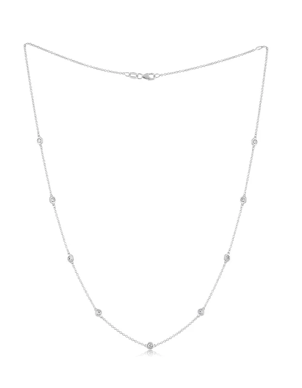 Timeless Elegance Now At Special Discounts 14K White Gold Diamonds-By-The-Yard Necklace