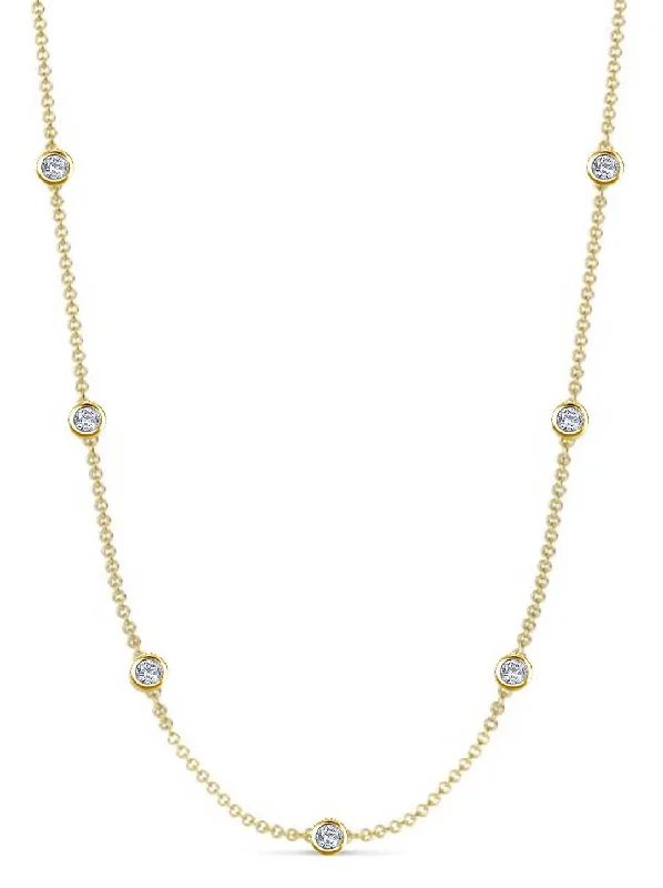Unique Jewelry Designs Now At Discounted Rates 18k Gold Bezel Multi Cz Necklace