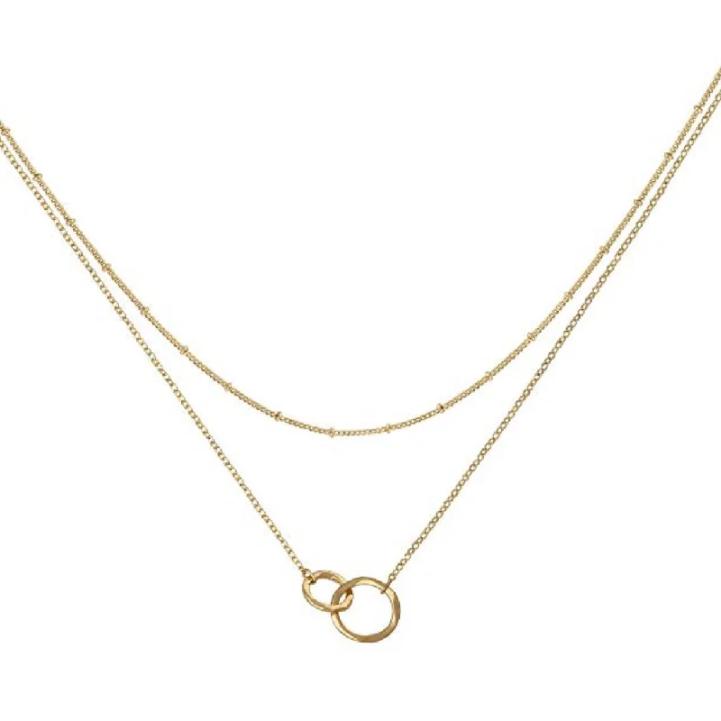 Luxury Jewelry Now At Special Promotional Rates 18k Gold Double Ring Layer Necklace
