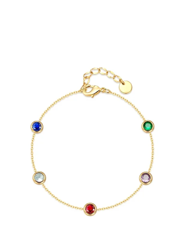 18k Gold Multi Color Station Bracelet