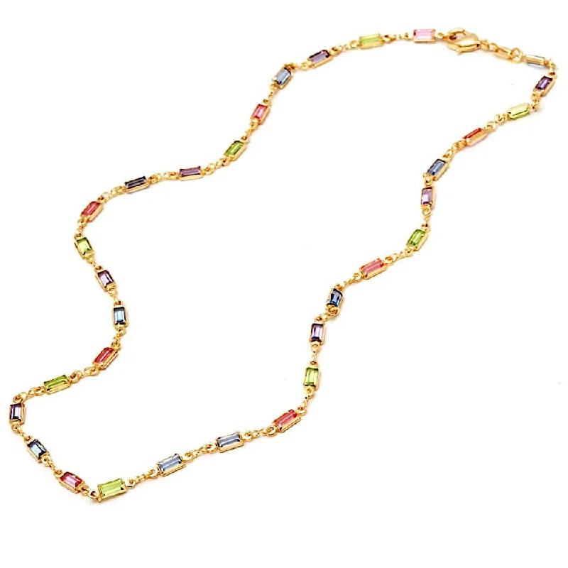 Versatile Layering Jewelry For Effortless Chic 18k Gold Multi Color Tennis Necklace
