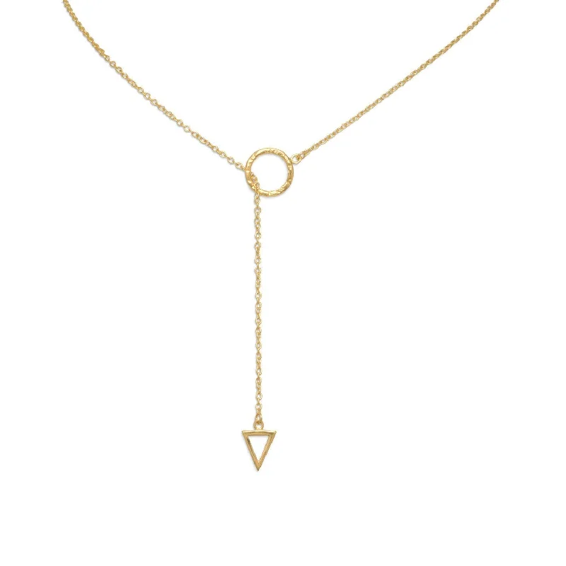 Elegant Rose Gold Jewelry For A Stylish Touch 18k Gold Triangle & Circle Ring Lariat Necklace