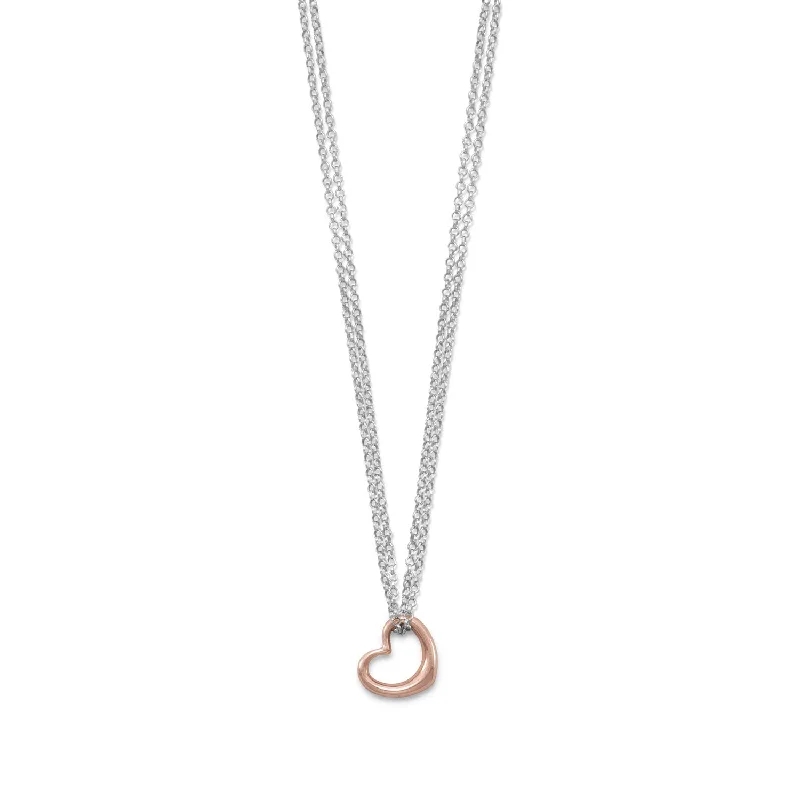 Limited Stock On Premium Jewelry At Low Prices 18k Rose Gold Plated & Sterling Silver Heart Necklace