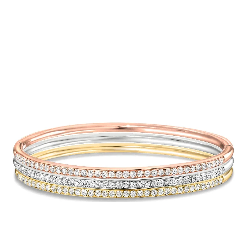 18k Tri-Color Embellished Bangle Set