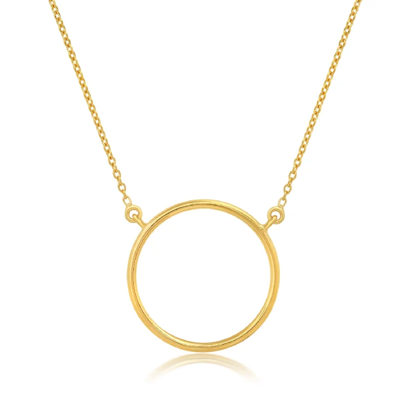 Jewelry Clearance – Final Chance To Save Big 18K Yellow Gold Over Sterling Silver Vermeil Circle Eternity Necklace