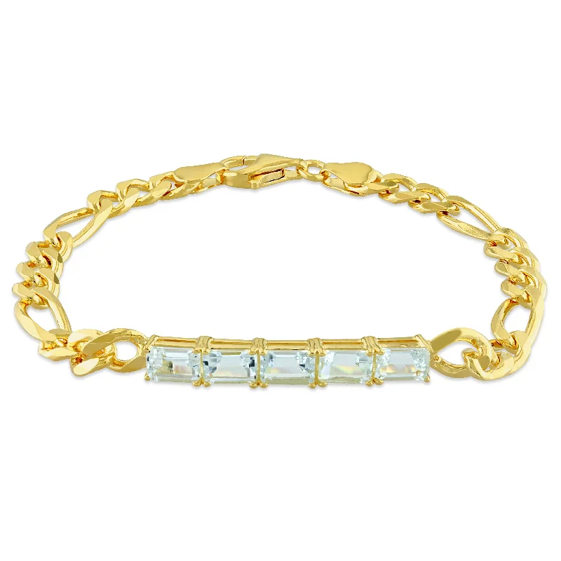 Affordable Luxury Jewelry – Style At A Great Price 2 3/4 CT TGW Aquamarine Birthstone Link Bracelet in Yellow Plated Sterling Silver Affordable Luxury Jewelry – Style At A Great Price 2 3/4 CT TGW Aquamarine Birthstone Link Bracelet in Yellow Plated Sterling Silver