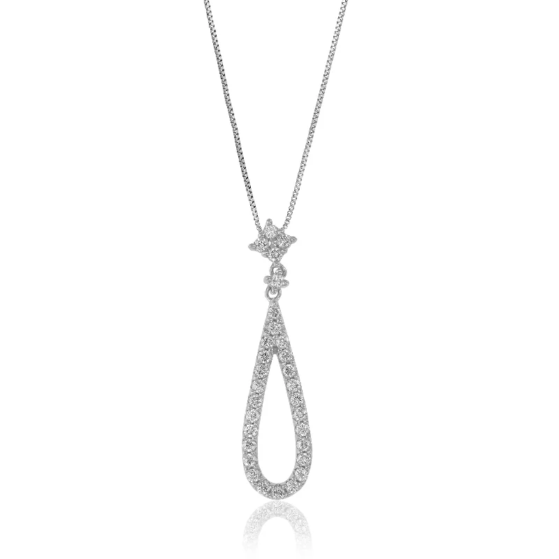 2/3 cttw Lab Grown Diamond Pendant Necklace .925 Sterling Silver 1/3 Inch With 18 Inch Chain