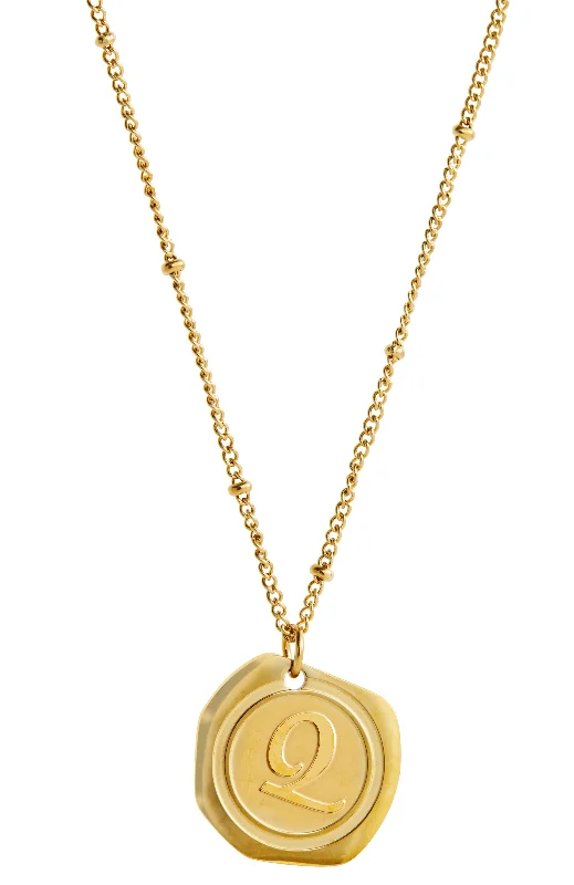 22K Gold Plated Coin Initial Necklace