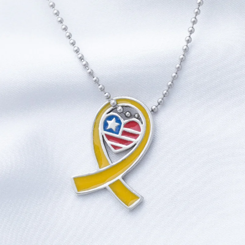 Dainty Floral Jewelry For Feminine Elegance America in My Heart Yellow Ribbon Necklace