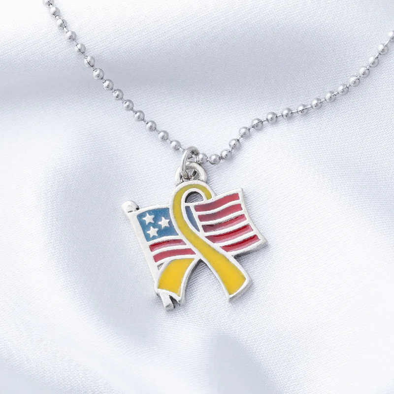 Personalized Jewelry Sale – Meaningful Gifts At Great Prices Flag & Yellow Ribbon Necklace