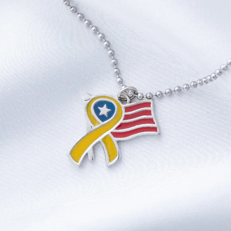Waterproof Stainless Steel Jewelry For Lasting Beauty Supporting Our Troops Yellow Ribbon Necklace