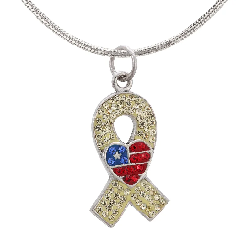 Your Dream Jewelry At Dream Prices American Heart Yellow Ribbon Crystal & Sterling Necklace