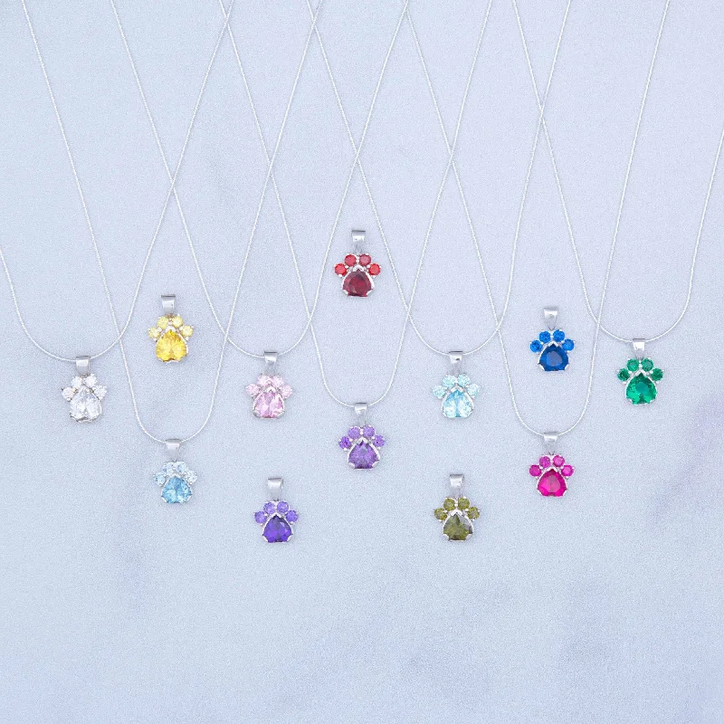 Affordable Elegance – Special Jewelry Sale Now Live Paw Print Birthstone Sterling Necklace