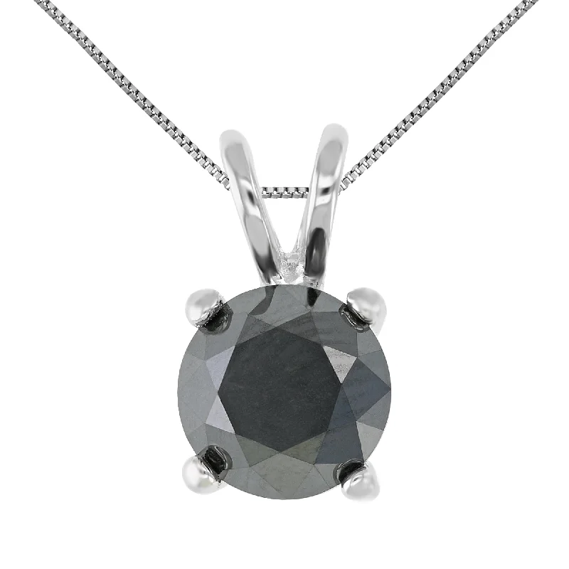 Shine In Style – Shop Jewelry Discounts Today 6 cttw Black Diamond Solitaire Pendant .925 Sterling Silver Round with Chain