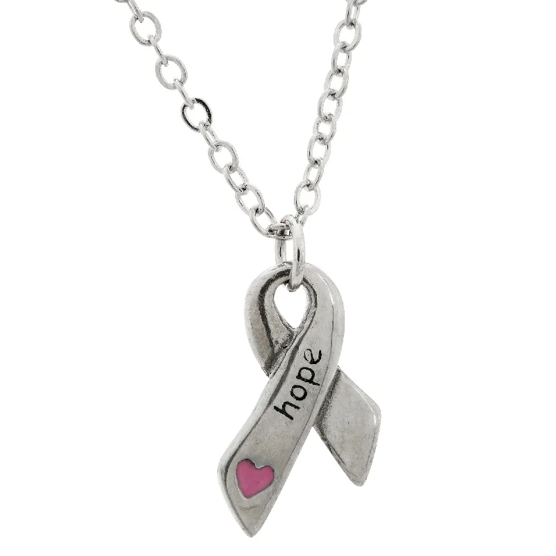 Limited-Time Offer On Elegant Jewelry Pieces Heart & Hope Ribbon Pewter Necklace!