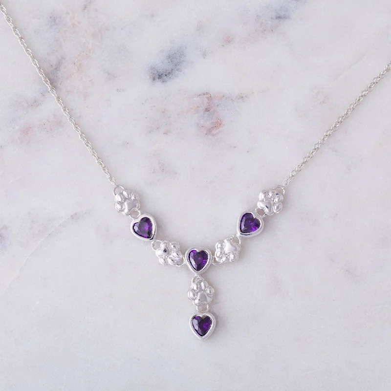 Get Ready To Sparkle – Special Jewelry Discounts Amethyst Hearts & Paws Sterling Drop Necklace