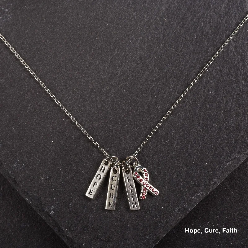 Special Deals On Handcrafted And Designer Jewelry Hope, Cure, Faith Necklace!