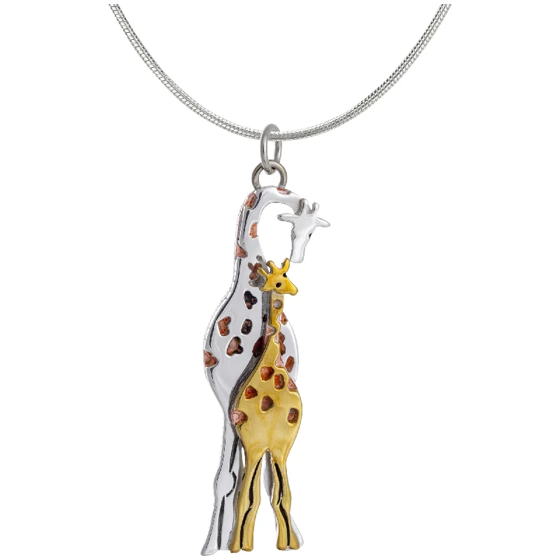 Stunning Statement Jewelry, Unbeatable Discounts Parent & Child Giraffe Mixed Metal Necklace