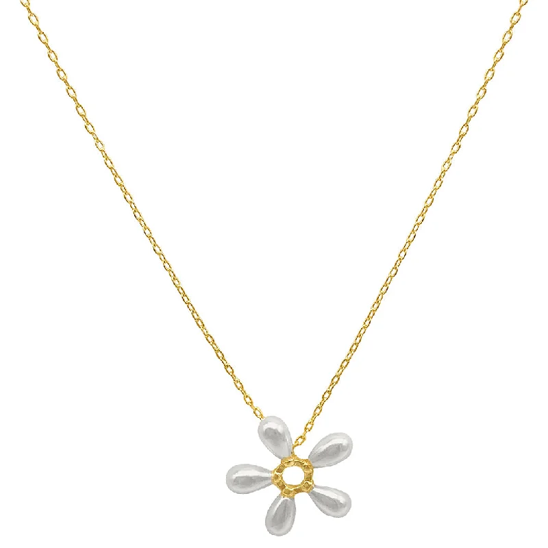 Elegant Designs, Unbeatable Discounts – Shop Jewelry Now Adornia Floral Pearl Pendant Necklace gold
