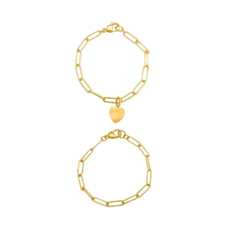 Adornia Heart Paper Clip Chain Set gold