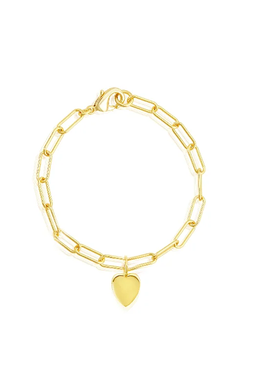 Adornia Paperclip Chain Bracelet with Heart gold