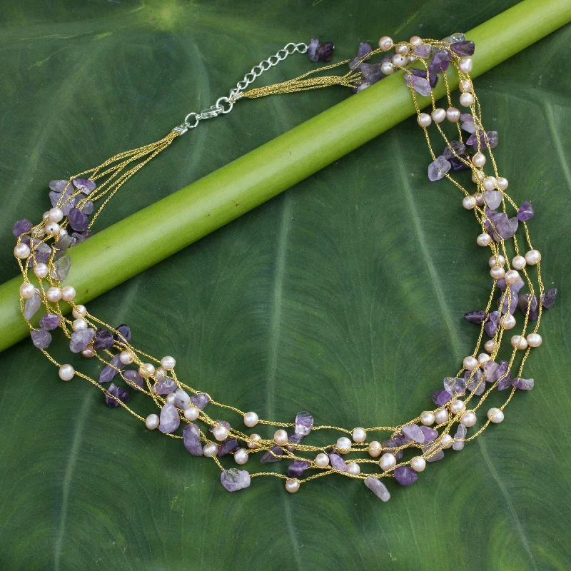 Unique Jewelry Designs Now At Discounted Rates Afternoon Lilac Pearl Beaded Necklace