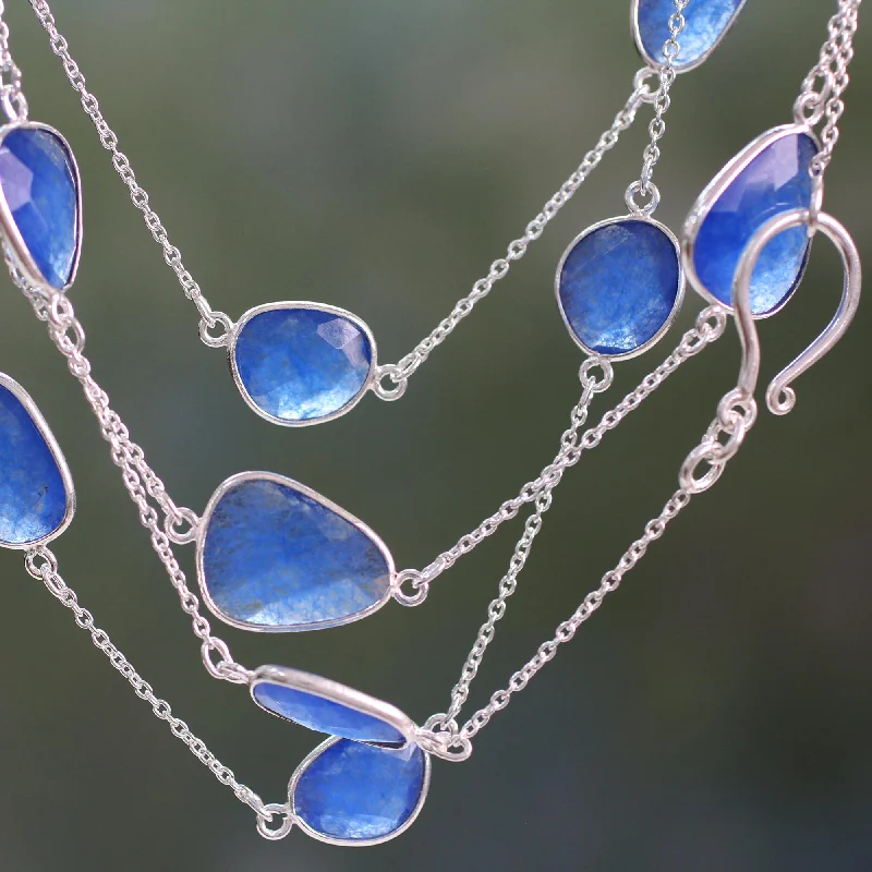 Seasonal Jewelry Clearance – Best Styles At The Lowest Prices Blue Regal Hand Crafted Sterling Silver Station Necklace