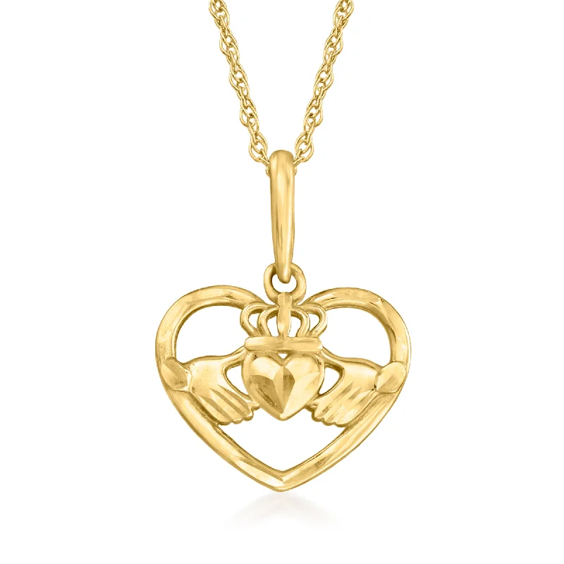 Shop Jewelry That Shines Without The High Price Canaria 10kt Yellow Gold Claddagh Heart Pendant Necklace