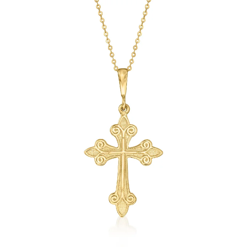 Exclusive Jewelry Sale – Grab Timeless Pieces Now Canaria 10kt Yellow Gold Fleur-De-Lis Cross Pendant Necklace