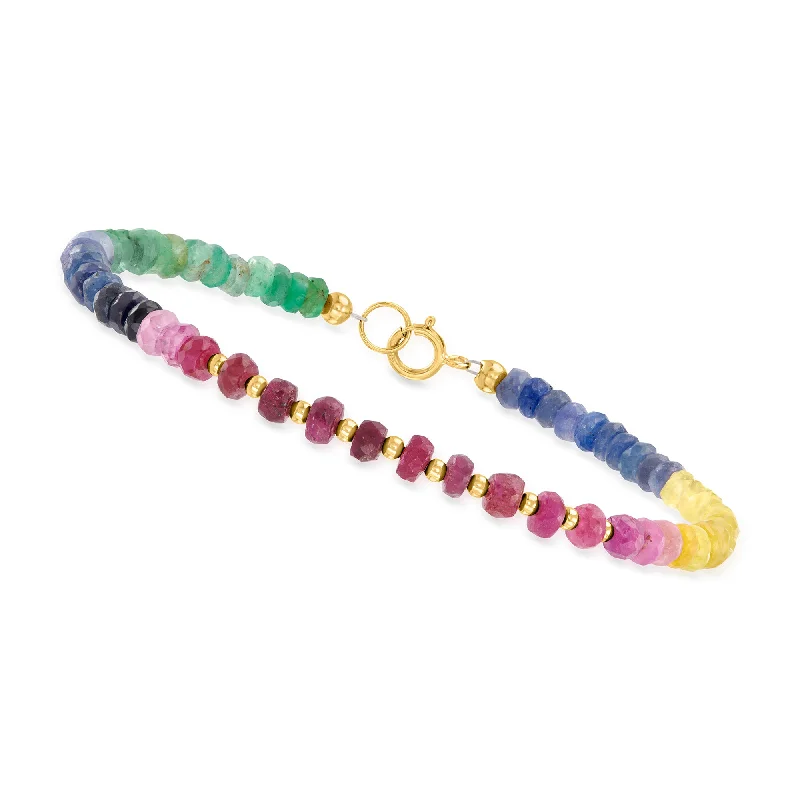Fine Jewelry, Limited-Time Offers Available Canaria 18.00- Multicolored Sapphire and Ruby Bead Bracelet in 10kt Yellow Gold Fine Jewelry, Limited-Time Offers Available Canaria 18.00- Multicolored Sapphire and Ruby Bead Bracelet in 10kt Yellow Gold