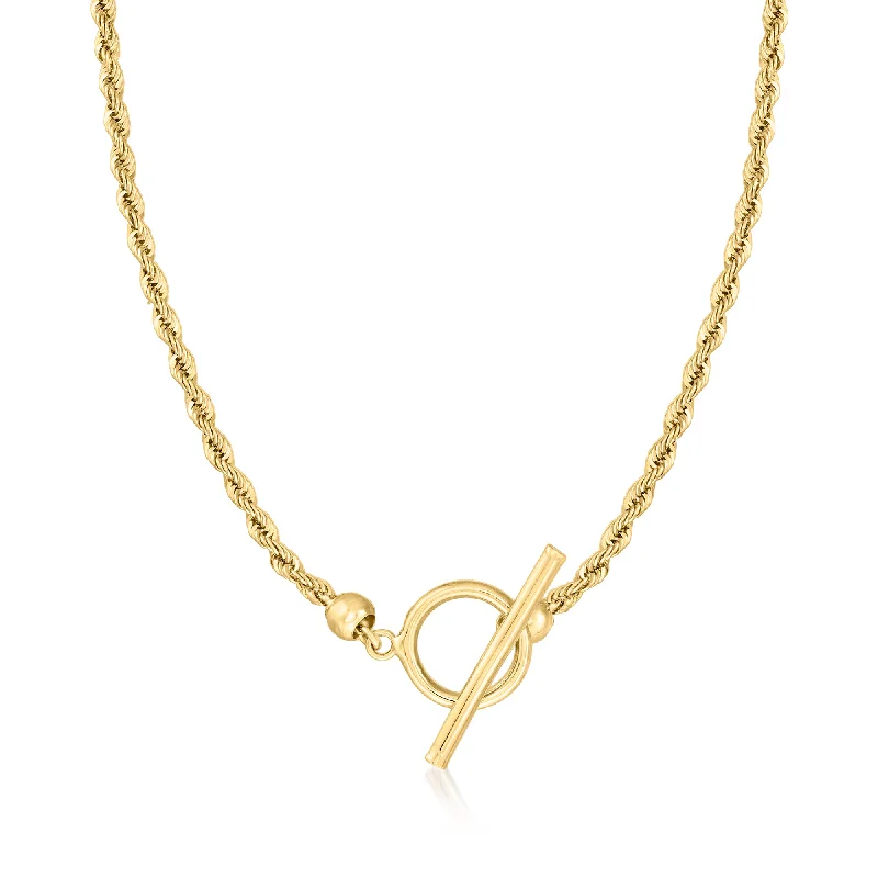 Make Every Moment Shine – Jewelry Discounts Available Canaria 2.2mm 10kt Yellow Gold Rope Chain Toggle Necklace
