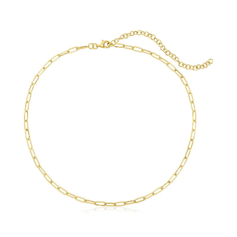 Canaria 3mm 10kt Yellow Gold Paper Clip Link Choker Necklace