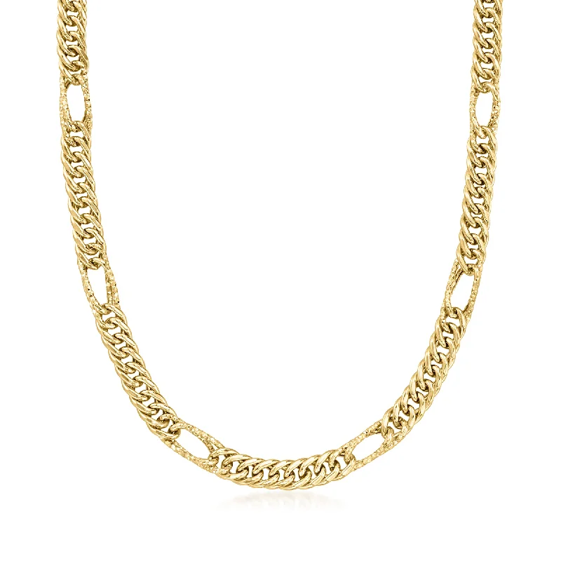 Canaria 6mm 10kt Yellow Gold Curb-Link Station Necklace