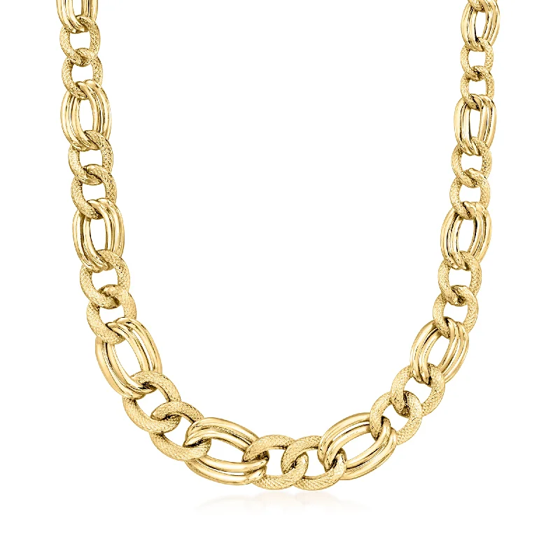 Canaria 8-12mm 10kt Yellow Gold Graduated Figaro-Link Necklace