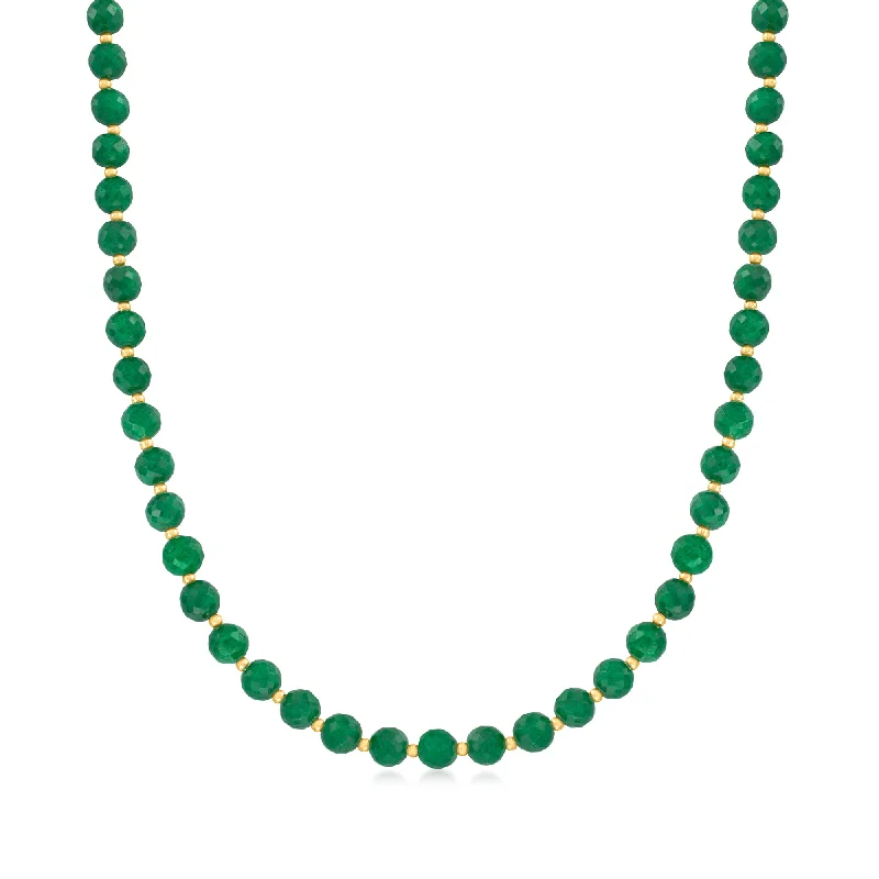 Timeless Beauty, Unbeatable Deals – Jewelry Sale On Canaria Emerald Bead Necklace in 10kt Yellow Gold