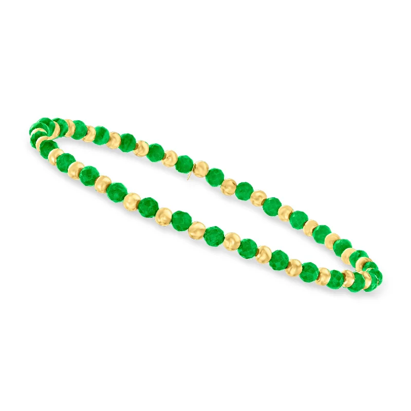 Huge Markdowns On Premium Jewelry Styles Canaria Emerald Bead Stretch Bracelet in 10kt Yellow Gold Huge Markdowns On Premium Jewelry Styles Canaria Emerald Bead Stretch Bracelet in 10kt Yellow Gold