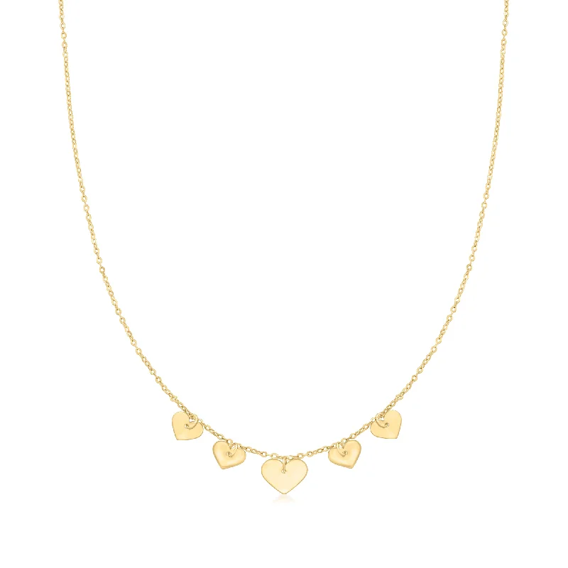 Huge Savings On Premium Jewelry Styles Canaria Italian 10kt Yellow Gold Graduated Heart Necklace