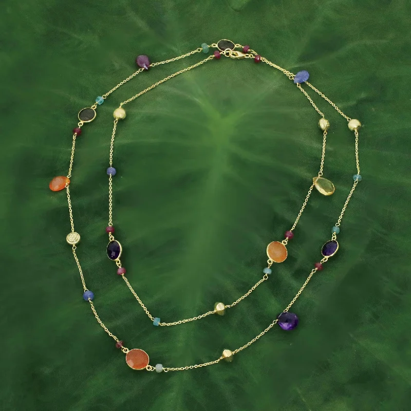 Handcrafted Jewelry Sale – Unique Designs At Low Prices Color and Fantasy Gold Plated Silver Necklace