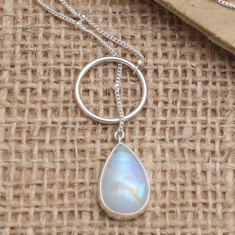 Elevate Your Outfit With Discounted Statement Jewelry Country Rain Sterling Silver and Rainbow Moonstone Pendant Necklace