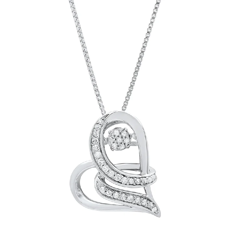 Limited-Time Jewelry Sale – Don't Miss These Deals Dancing Diamond Heart Pendant Necklace (0.16 cttw., H-I, SI1-SI2) 18" in 925 Sterling Silver