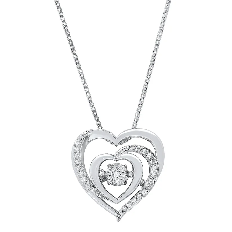 Breathtaking Jewelry, Breathtaking Prices Dancing Diamond Heartbeats Heart Pendant Necklace in 925 Sterling Silver  (1/8 ct.tw.), 18"