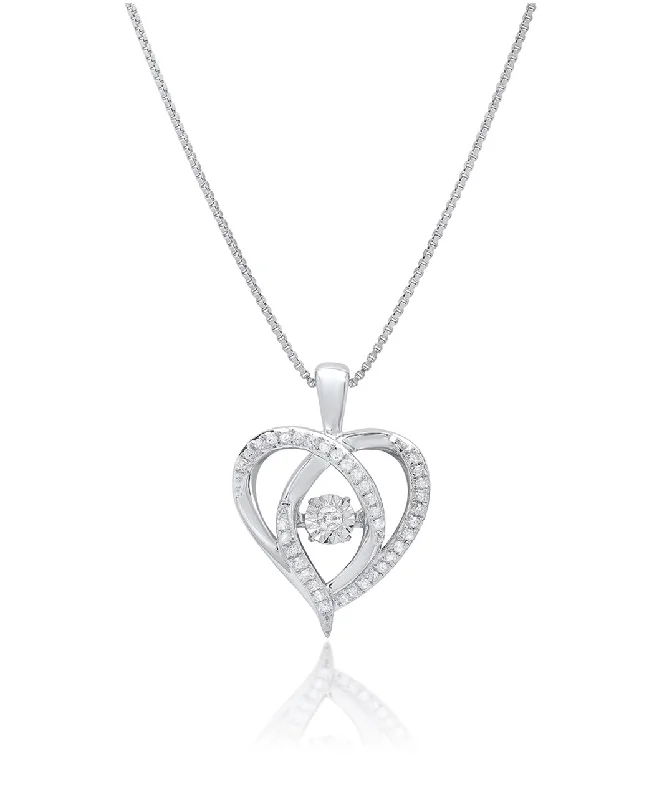 Limited-Time Jewelry Sale – Don't Miss These Deals Dancing Diamond 'Miraculous Love' Real Diamond Heart Pendant Necklace in Sterling Silver (1/6 ct.tw), 18" Chain