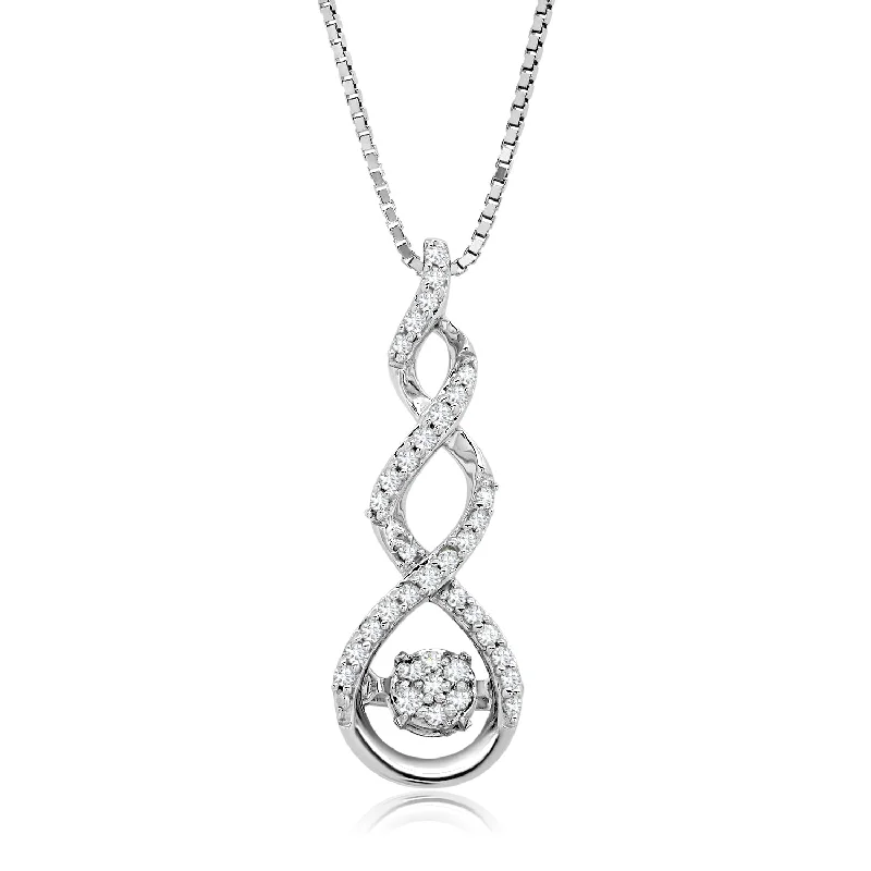 Save On Luxury Jewelry Pieces – Limited-Time Offers Dancing Diamond 'Side by Side' Real Diamond Pendant Necklace for Women in Solid 925 Sterling Silver (1/10 ct.tw.), 18" Chain