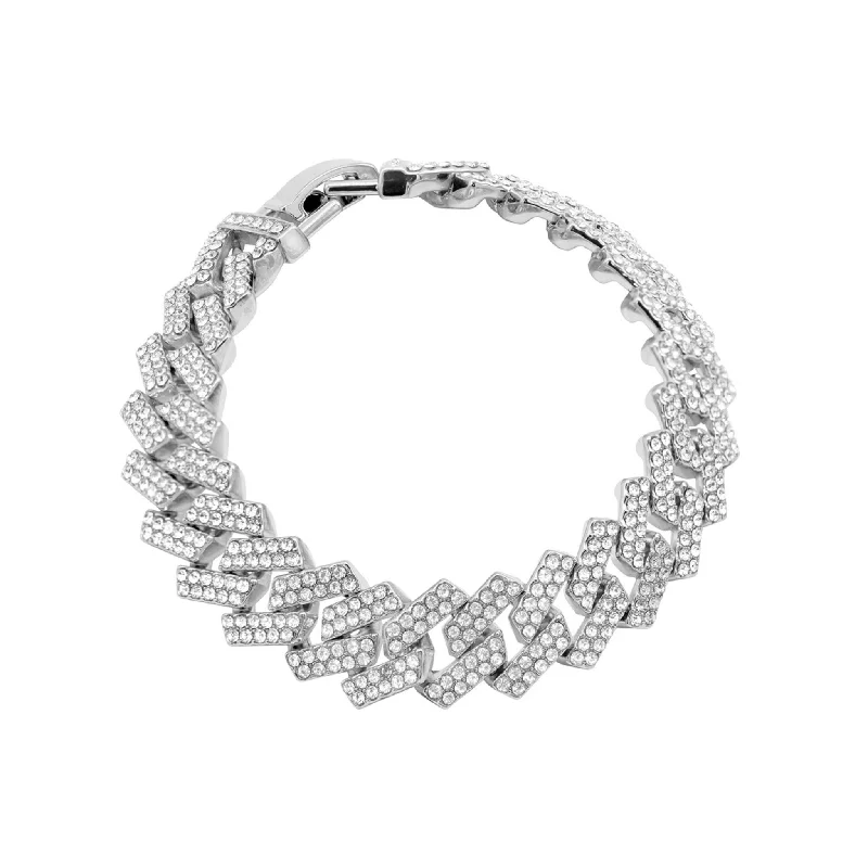 Fashion-Forward Jewelry At Exclusive Discounts Edgy Cuban Crystal Chain Bracelet silver Fashion-Forward Jewelry At Exclusive Discounts Edgy Cuban Crystal Chain Bracelet silver