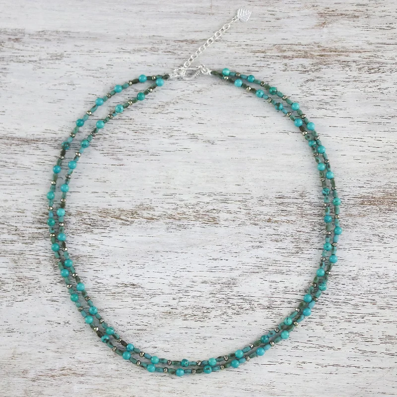 Get Ready To Sparkle – Special Jewelry Discounts Exotic Blue Allure Turquoise & Silver Beaded Necklace