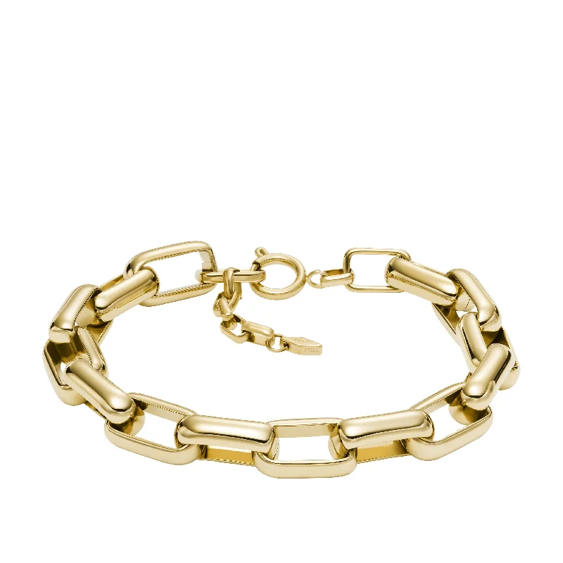 The Perfect Jewelry Piece At The Perfect Discount Fossil Women's Archival Core Essentials Gold-Tone Stainless Steel Chain Bracelet